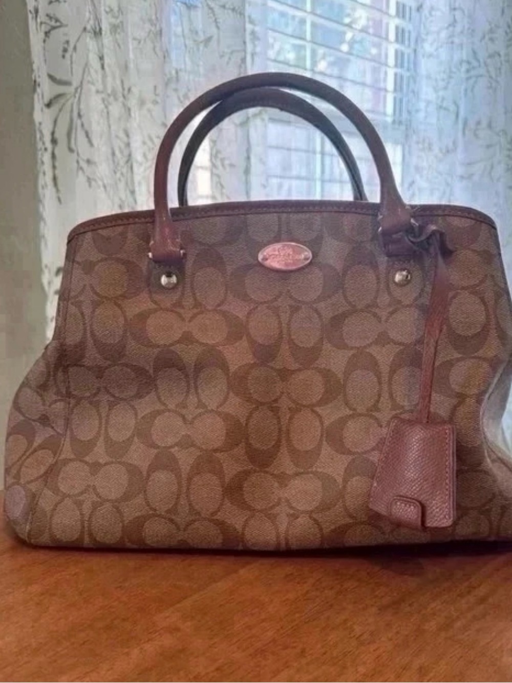Coach Brown Signature-Pattern Tote Bag